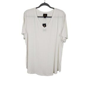 NWT JM Collection Short sleeve V-Neck Tee in Bright White‎ - Size XXL